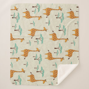 Giraffe tree vintage pattern. sherpa blanket