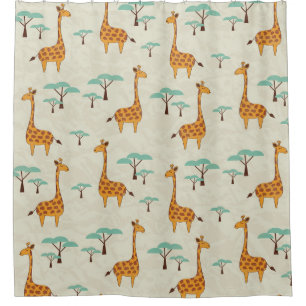 Giraffe tree vintage pattern. shower curtain
