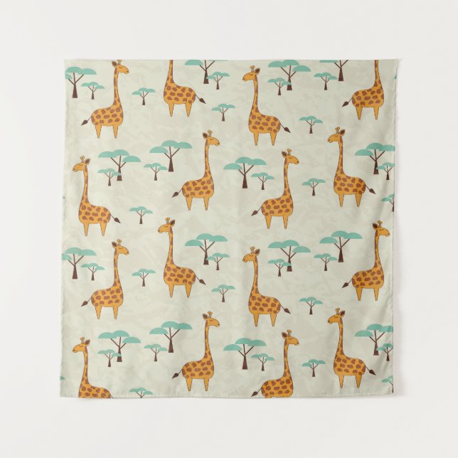 Giraffe tree vintage pattern. tapestry (Front)