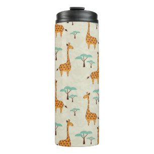Giraffe tree vintage pattern. thermal tumbler