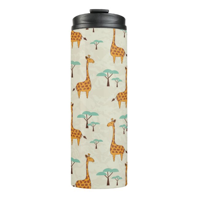 Giraffe tree vintage pattern. thermal tumbler (Front)