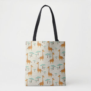 Giraffe tree vintage pattern. tote bag