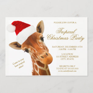 Giraffe Tropical Christmas Party Invitation Card
