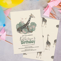 Giraffe Tropical Greenery Animal Birthday Party 