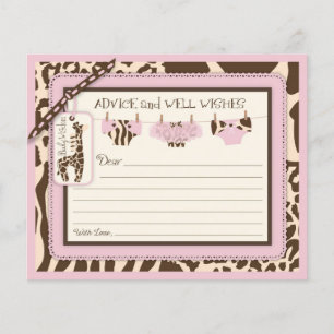 Giraffe Tutu Diapers Animal Print Advice Card