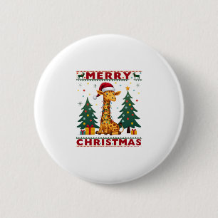 Giraffe Ugly Christmas Sweaters Funny Santa Hat Li 6 Cm Round Badge