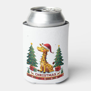 Giraffe Ugly Christmas Sweaters Funny Santa Hat Li Can Cooler