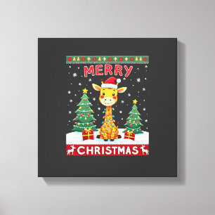 Giraffe Ugly Christmas Sweaters Funny Santa Hat Li Canvas Print