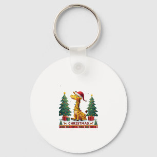 Giraffe Ugly Christmas Sweaters Funny Santa Hat Li Key Ring