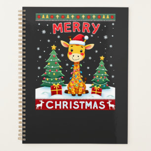 Giraffe Ugly Christmas Sweaters Funny Santa Hat Li Planner