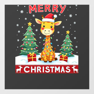 Giraffe Ugly Christmas Sweaters Funny Santa Hat Li Window Cling