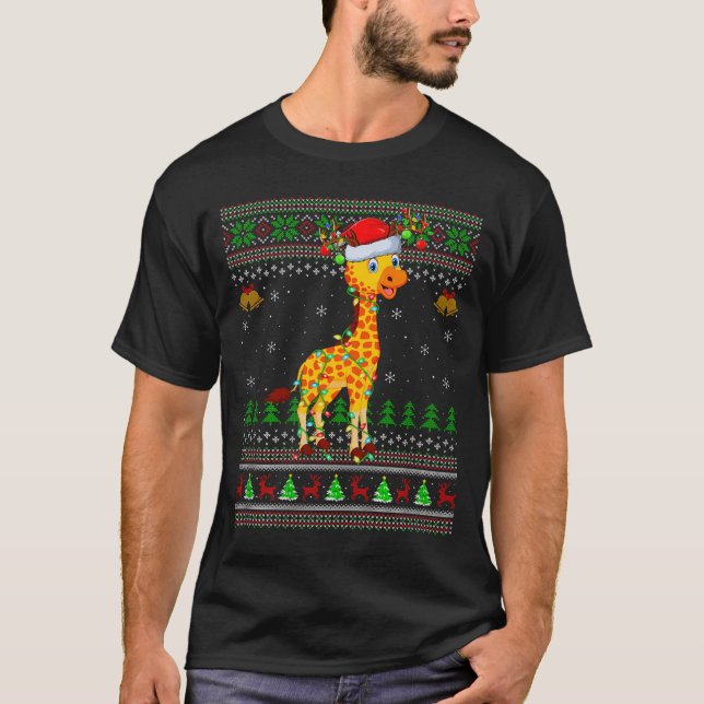 Giraffe Ugly Christmas Sweaters Holiday Santa Cute (Front)