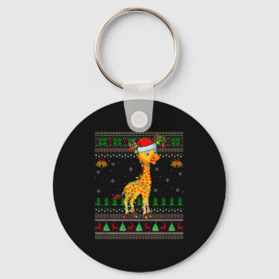 Giraffe Ugly Christmas Sweaters Holiday Santa Cute Key Ring