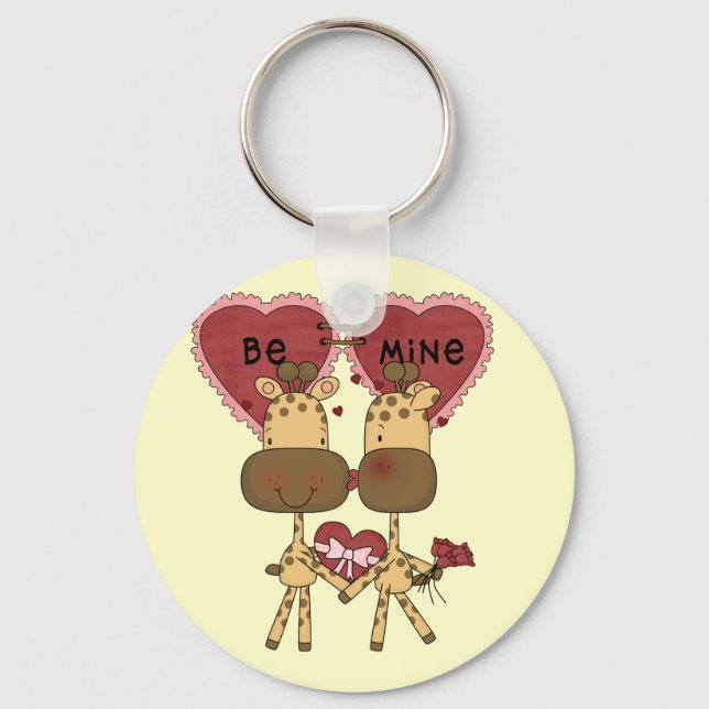 Giraffe Valentine Love  T-shirts and Gifts Key Ring (Front)