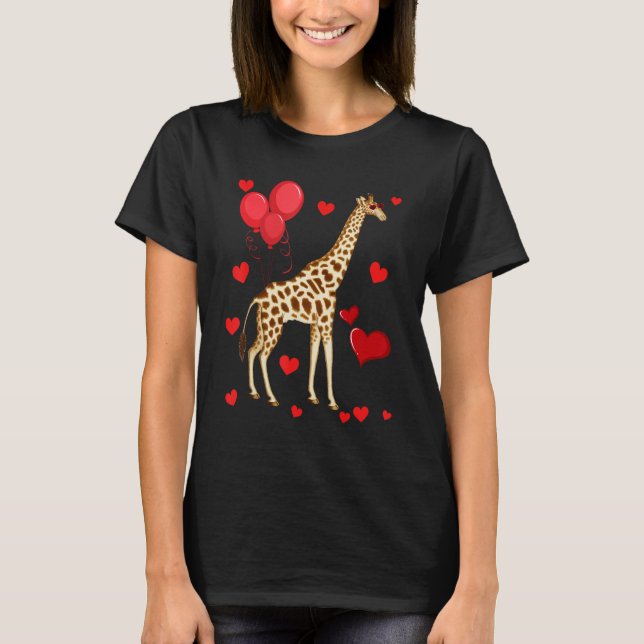Giraffe Valentine s Day heart Animals T-Shirt (Front)