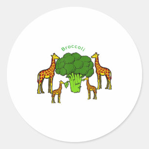 Giraffe Vegetarian Family Eating Broccoli T Shirt Classic Round Sticker