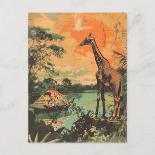 Giraffe vintage  postcard