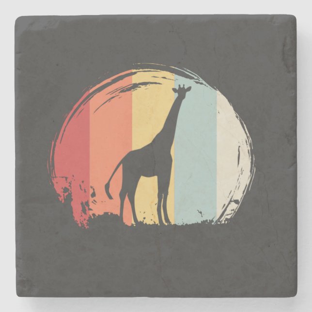 Giraffe Vintage Stone Coaster (Front)