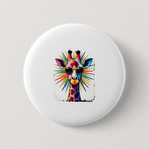 Giraffe Vintage Sunglasses Funny African Animal Lo 6 Cm Round Badge