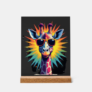Giraffe Vintage Sunglasses Funny African Animal Lo Acrylic Sign