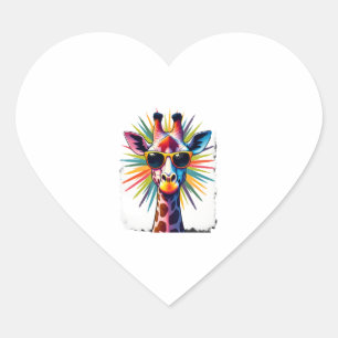 Giraffe Vintage Sunglasses Funny African Animal Lo Heart Sticker