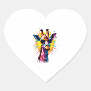 Giraffe Vintage Sunglasses Funny African Animal Lo Heart Sticker