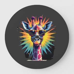 Giraffe Vintage Sunglasses Funny African Animal Lo Large Clock