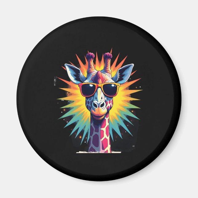 Giraffe Vintage Sunglasses Funny African Animal Lo Magnet (Front)