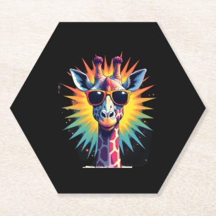 Giraffe Vintage Sunglasses Funny African Animal Lo Paper Coaster
