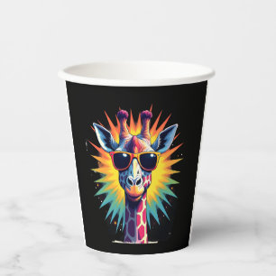 Giraffe Vintage Sunglasses Funny African Animal Lo Paper Cups