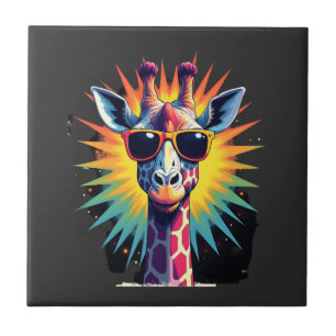 Giraffe Vintage Sunglasses Funny African Animal Lo Tile