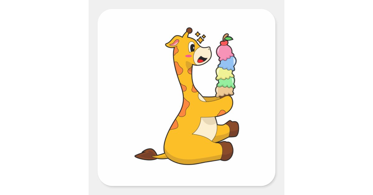 Giraffe Waffle ice cream Square Sticker Zazzle