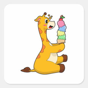 Giraffe Waffle ice cream Square Sticker