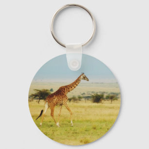 Giraffe walking Masai Mara Plains, Kenya keychain