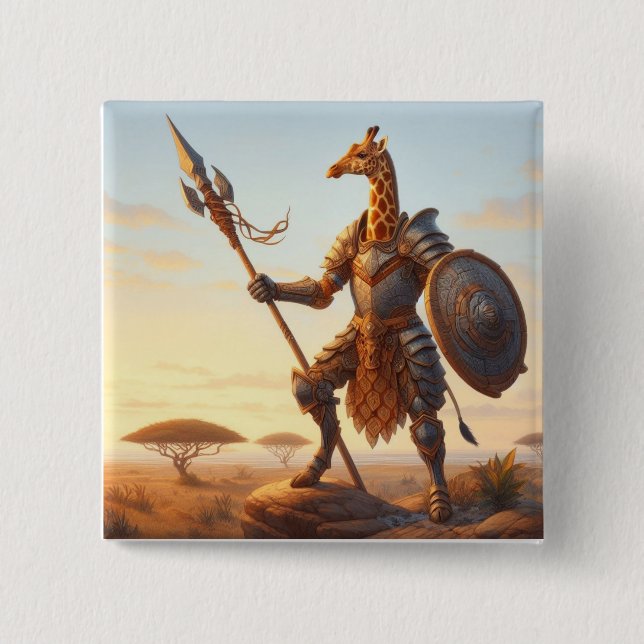Giraffe warrior 15 cm square badge (Front)