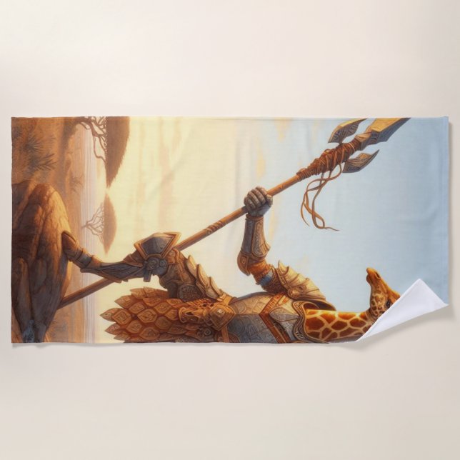 Giraffe warrior beach towel (Front)