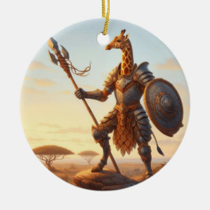Giraffe warrior ceramic tree decoration