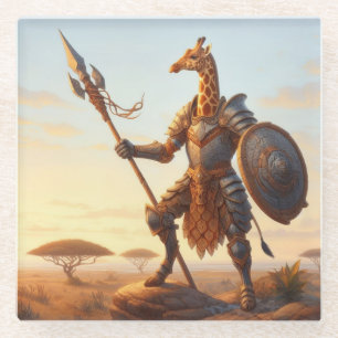 Giraffe warrior glass coaster