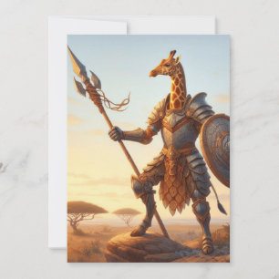 Giraffe warrior holiday card