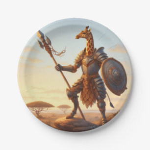 Giraffe warrior paper plate