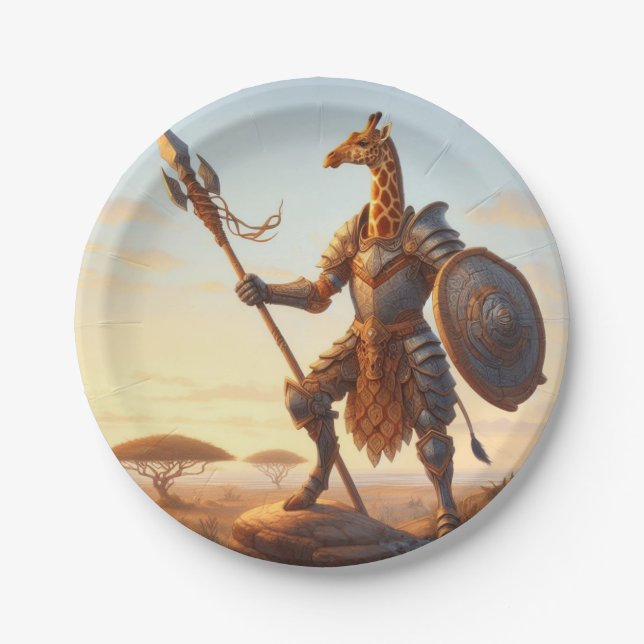 Giraffe warrior paper plate (Front)
