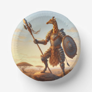 Giraffe warrior paper plate