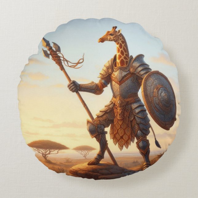 Giraffe warrior round cushion (Front)