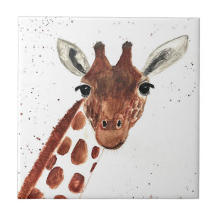 Giraffe watercolor animals Safari African Jungle Tile