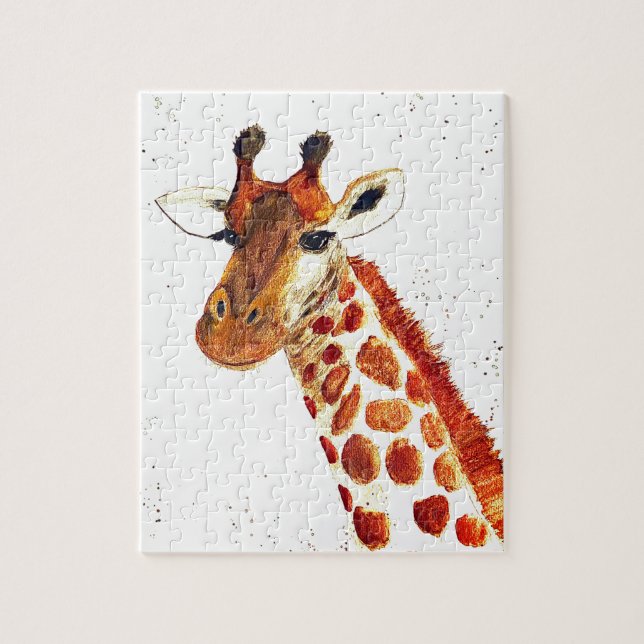 Giraffe watercolor animals Safari kids humour zoo Jigsaw Puzzle (Vertical)