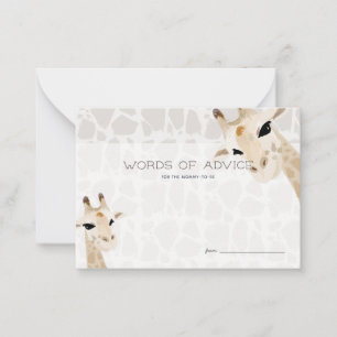 Giraffe Watercolor Baby Shower Advice Card