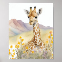 Giraffe Watercolor Painting 