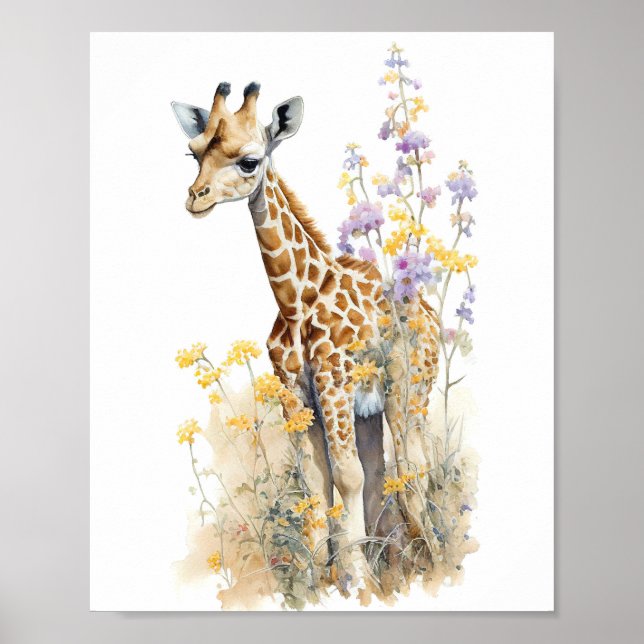 Giraffe Watercolor Painting  Poster (Front)