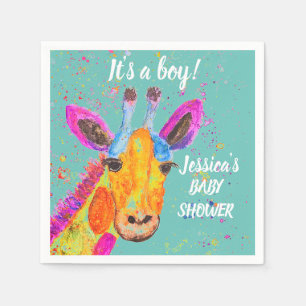 Giraffe Watercolor Safari Jungle Cute Baby Shower Napkin