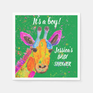 Giraffe Watercolor Safari Jungle Cute Baby Shower  Napkin